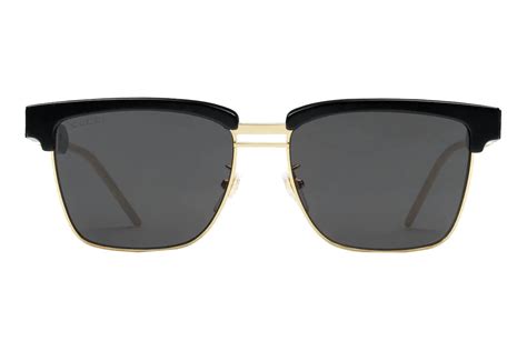 Gucci Square Metal And Acetate Sunglasses Black 